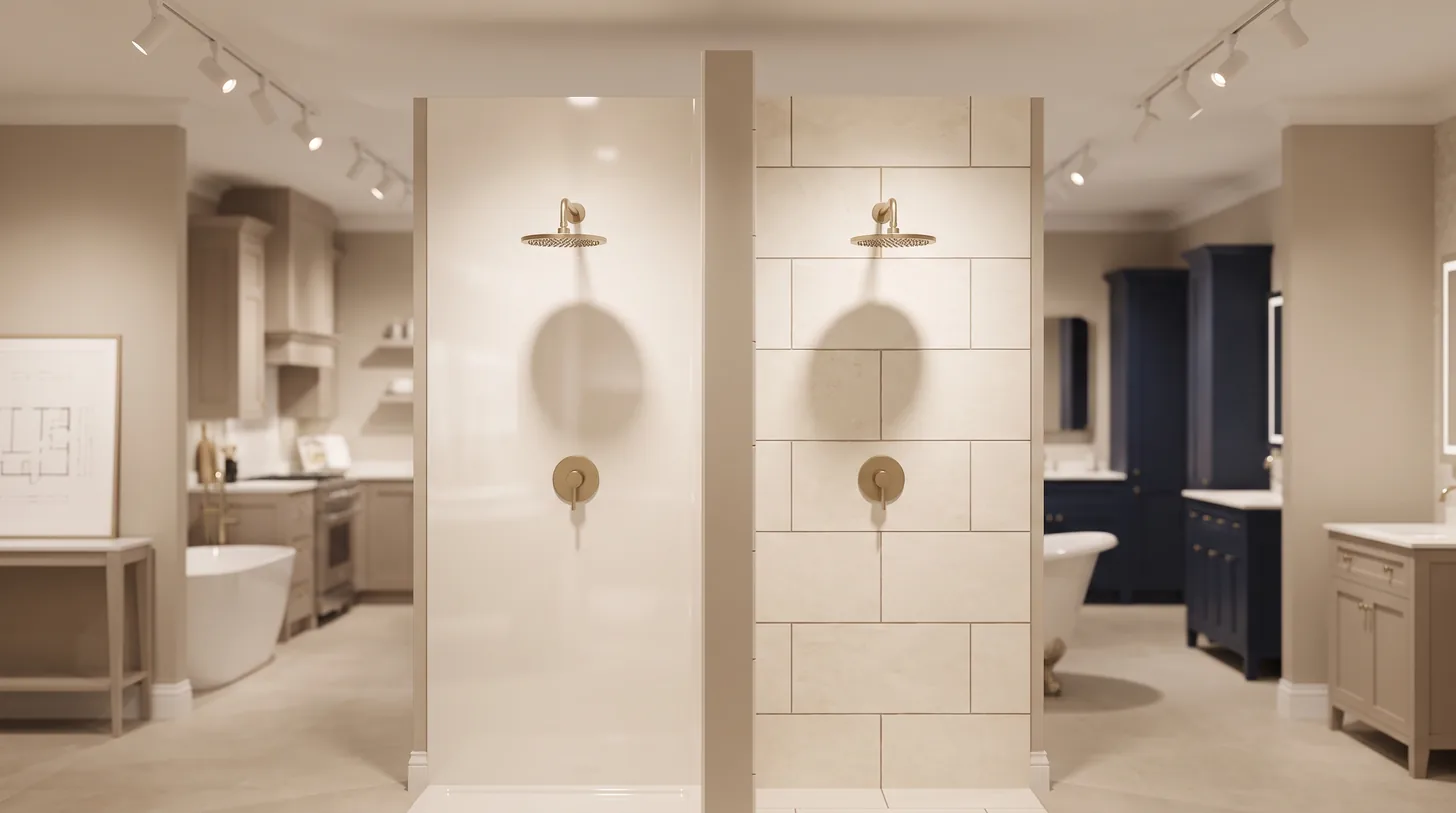 Acrylic panel versus hand set tile shower wall