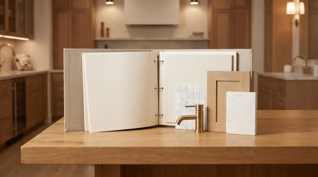 Bath project binder with material selections in sequence