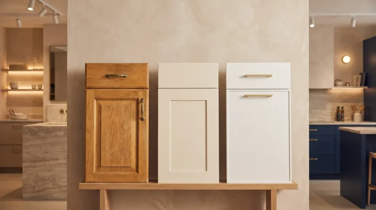 Oak painted and refaced cabinet doors compared